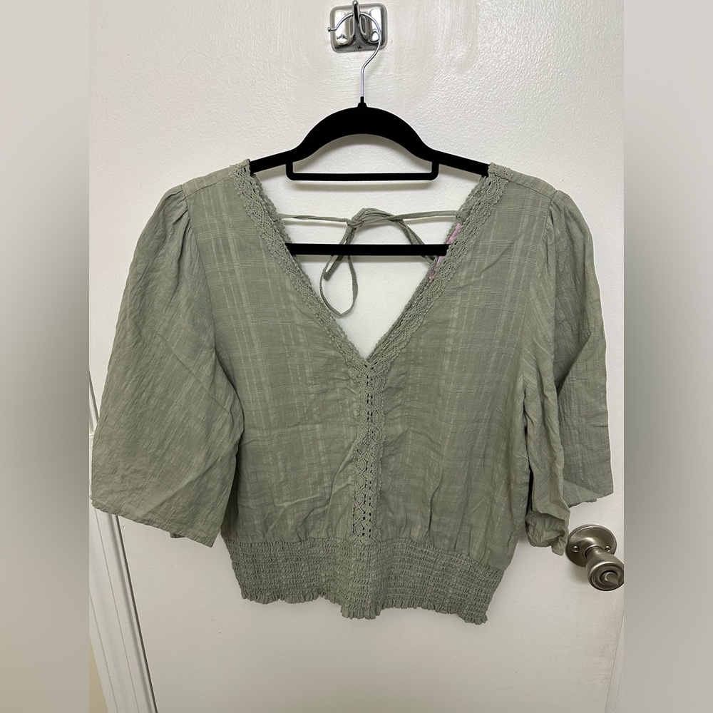 Crave Fame Lacy Green Blouse, Size XL